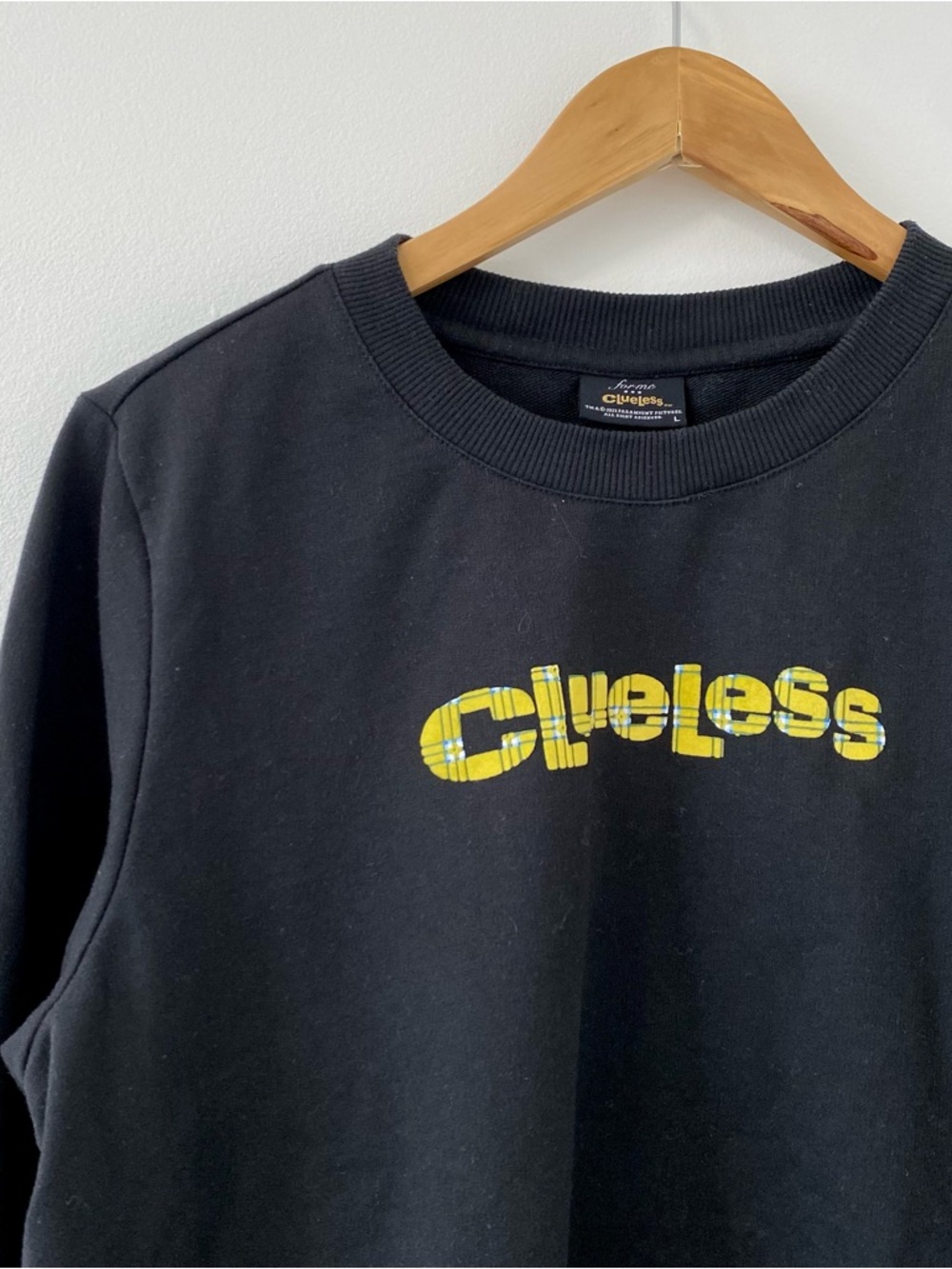 As-If! Clueless Movie Sweatshirt Yellow Plaid Cher 90s 00s Y2K Large Black Merch